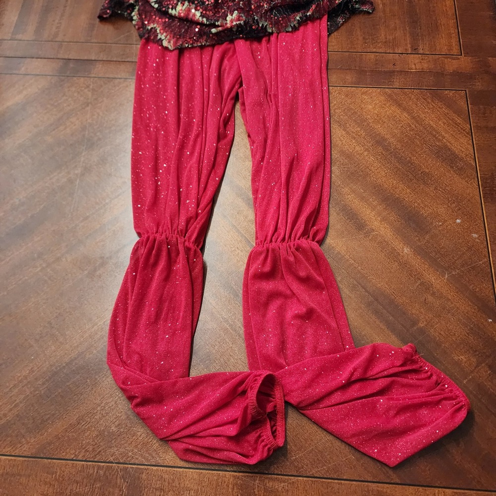 A Wish Come True Dance Costume Womens Small Red Gold Sequin Bollywood Dance - Picture 3 of 8